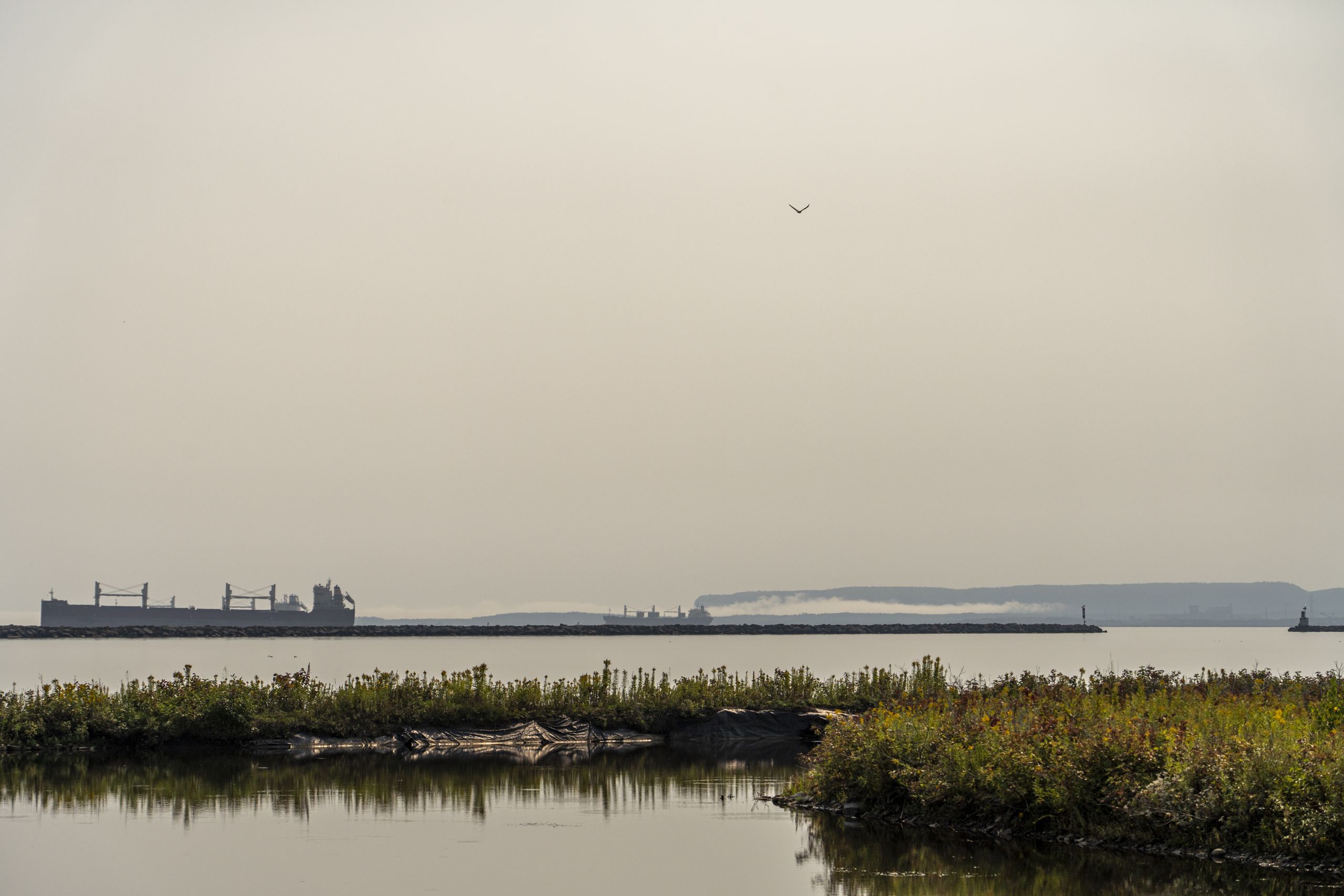 Large ships float through Lake Superior 